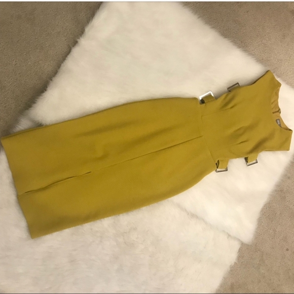 Asos Mustard Yellow Midi Dress NWT - Picture 2 of 8